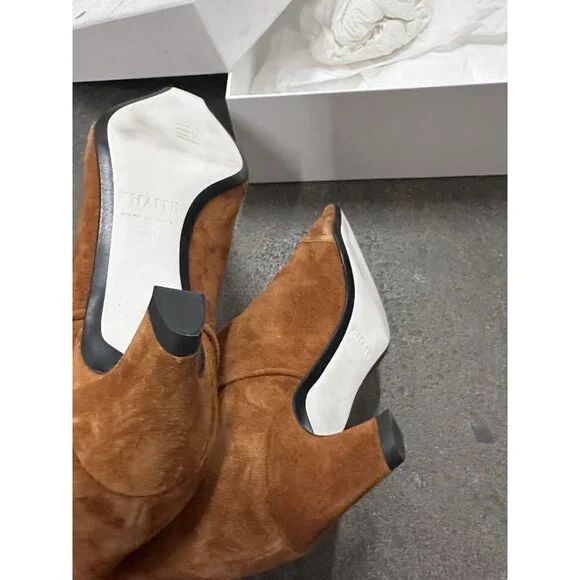 KHAITE Dallas Ankle Boots Caramel Brown Suede - Picture 10 of 10